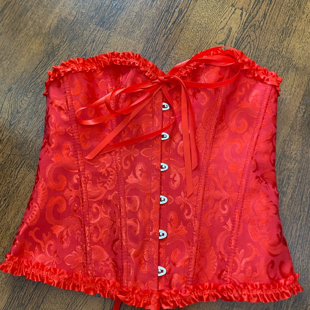 Classic Red Strapless Corset Top [size XL]